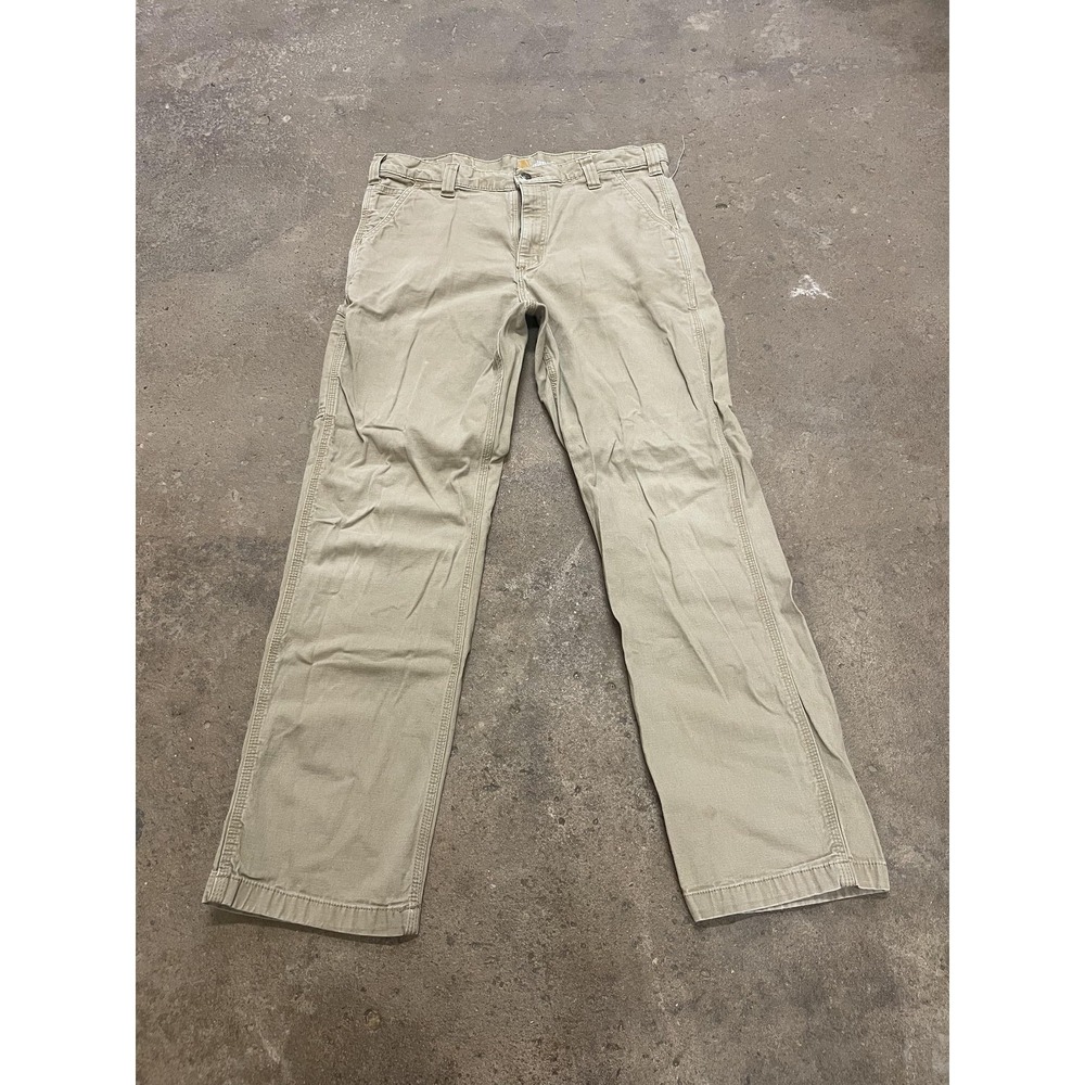 Carhartt Pants Mens 36x32‎ Beige Relaxed Fit Canvas Carpenter Work Utility